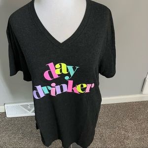 NWOT Day Drinker Graphic Short Sleeve Tee Heather Grey Women’s V-neck Neck Large